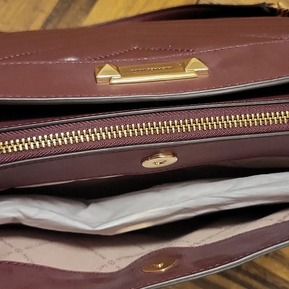 Michael Kors Whitney Tote in Oxblood with Gold Chain - Picture 8 of 11